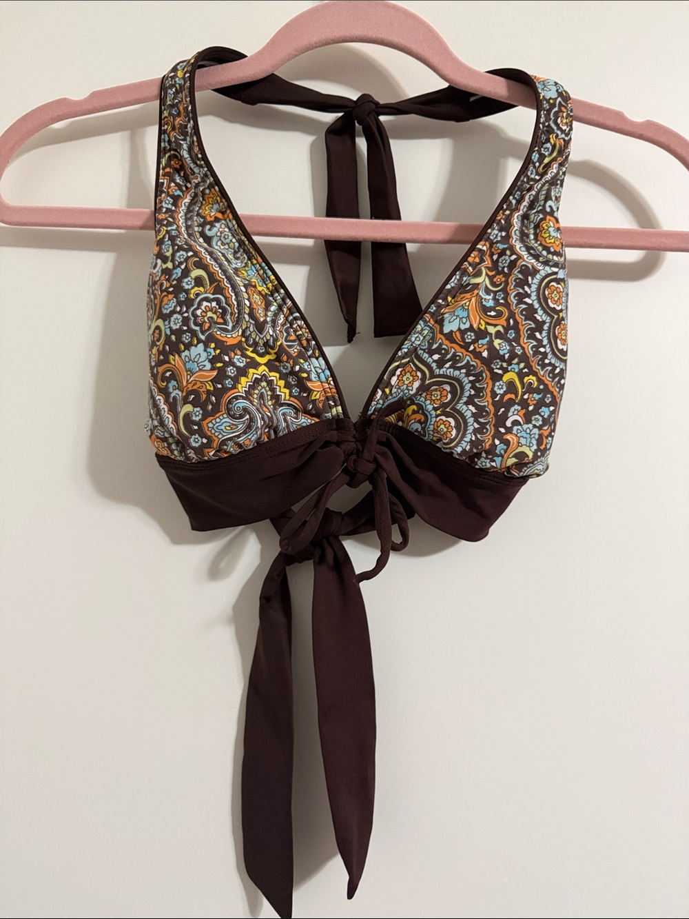 Tommy Hilfiger Brown Paisley Halter Bikini Top